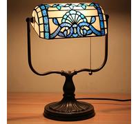 Lámpara de Mesa Estilo banquero Lámpara de Escritorio de vidrieras Vintage con Base Lámpara de Noche con Cuentas de Cristal Antiguas para Sala de Estar, Dormitorio, Oficina, decoración del hogar, B