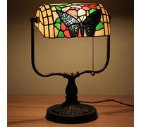 Lámpara de Mesa Estilo banquero Lámpara de Escritorio de vidrieras Vintage con Base Lámpara de Noche con Cuentas de Cristal Antiguas para Sala de Estar, Dormitorio, Oficina, decoración del hogar, B