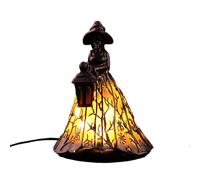 Lámpara de mesa estilo vidriera gótica con forma de bruja de Halloween - Luz nocturna LED de resina