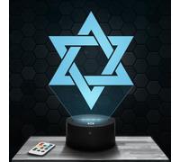Lámpara de mesa Estrella de David Religión decoración Judía Torá. Idea de regalo para hombres y mujeres, objeto Estrella de David Religión, lámpara nocturna para adultos, decoración de Cuarto. TOP