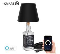 Lámpara de mesa FLAKO cable textil + pantalla negro in 27 lámpara smart