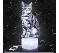 Lámpara de mesa Gato, decoración Animal Gatito Felino. Idea de regalo para hombre o mujer, objeto Gato, lámpara de noche para adultos, decoración de Cuarto. Navidad