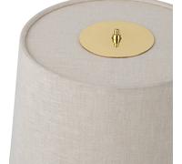 Lámpara de mesa Gubi 9205, latón, pantalla Canvas, altura 58 cm