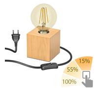 ledscom.de Lámpara de sobremesa HITO, madera maciza, angular + lámpara LED oro máx. 818lm, regulación en 3 niveles, blanco extraclaro