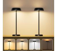 Lámpara de mesa inalámbrica con control táctil, lámpara de mesa LED recargable con USB C, lámpara de mesa regulable sin niveles con luz nocturna para dormitorio, restaurante, camping, mesa de comedor