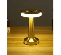 Lámpara De Mesa Inalámbrica Para Dormitorio Sala De Estar, Lámpara De Noche Portátil Con Batería Y Control Táctil Recargable 3 Colores Luz Nocturna Atenuación Continua [Clase Energética A],Oro