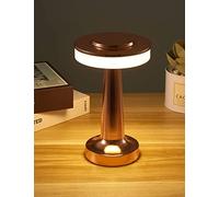 Lámpara De Mesa Inalámbrica Para Dormitorio Sala De Estar, Lámpara De Noche Portátil Con Batería Y Control Táctil Recargable 3 Colores Luz Nocturna Atenuación Continua [Clase Energética A],Latón