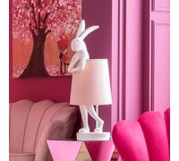 Lámpara de mesa KARE Animal Rabbit, blanco/rosa, 68 cm, E14