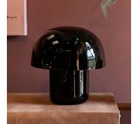 Lámpara de mesa KARE Mushroom, negra, metal, 20 cm, E14