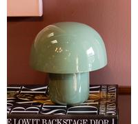 Lámpara de mesa KARE Mushroom, verde salvia, metal, 20 cm, E14