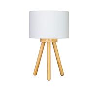 Lámpara de Mesa Lámpara de noche trípode de madera DIRIGIÓ, Diseño simple con luz suave for el dormitorio decorado en ambiente cálido y acogedor, lámpara de tela blanca de poliéster, 39 cm