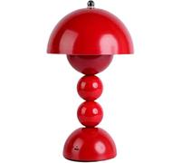 Lámpara de mesa LED con forma de seta inalámbrica y regulable de metal con batería recargable por USB con control táctil lámpara de mesita de noche recargable luz nocturna portátil 3000K-6000K,Red2