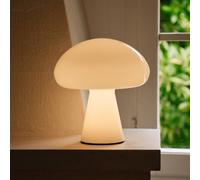 Lámpara de mesa LED Gubi Obello, blanco perla, IP44, cristal