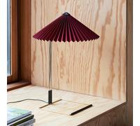 Lámpara de mesa LED HAY Matin, rojo oscuro/latón, altura 38 cm