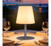 Lámpara de mesa LED para exteriores con batería LED, inalámbrica, regulable, portátil, blanco cálido/cálido, amarillo, comedor, exterior, jardín, dormitorio, salón y dormitorio, mesa de hotel (gris)