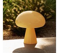 Lámpara de mesa LED recargable Gubi Obello, amarillo suave, IP44, cristal