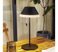 Lámpara de mesa LED recargable Ilvi de Lindby, negra, aluminio, Ø 17,5 cm