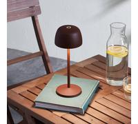 Lámpara de mesa LED recargable Lindby Arietty, marrón, atenuable, IP65