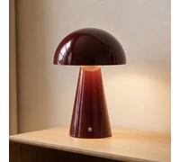 Lámpara de mesa LED recargable Lindby Nevijo, roja, Ø 20 cm, USB, atenuador