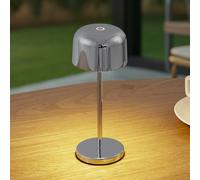 Lámpara de mesa LED recargable Lucande Quill, cromada, CCT, atenuable