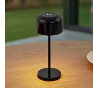 Lámpara de mesa LED recargable Lucande Quill, negra, CCT, atenuable