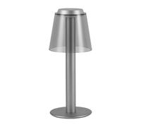 Lámpara de mesa LED regulable de 7 W peC alimentada por estado de ánimo y despertador, para proteger los ojos, lámpara de ambiente para dormitorio, 12,5 x 30 cm, diseño plateado