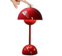 Lámpara de mesa LED regulable, luz de escritorio inalámbrica de color rojo oscuro con control táctil, 3 modos de brillo, iluminación decorativa retro para dormitorio, bares, restaurantes