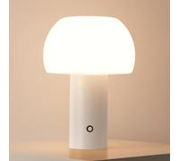 Lámpara de Mesa LED sin cable Lampara de Mesa Táctil Regulable USB Recargable Lámpara Seta Pantalla acrílica blanca Lámpara de escritorio Seta Lámpara de noche Lámpara de cabecera Mushroom,Blanco