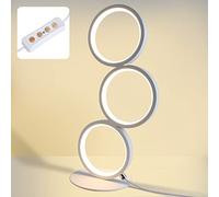 Lámpara de mesa LED táctil regulable lámpara de noche moderna anillo lámpara de escritorio blanca lámpara de noche blanca cálida con interruptor y enchufe para dormitorio sala de estar estudio, 38cm