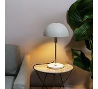 Lámpara de mesa Lightbox seta | 36 cm de altura | lámpara de escritorio con interruptor basculante y base de piedra travertino | como lámpara de oficina o de cabecera | de metal en color negro plata