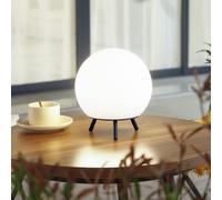 Lámpara de mesa Lindby LED recargable Aurilia, blanco/negro, hierro, IP44