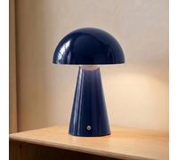 Lámpara de mesa Lindby LED recargable Nevijo, azul, Ø20cm, USB, atenuador