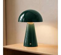 Lámpara de mesa Lindby LED recargable Nevijo, verde, Ø20 cm, USB, atenuador