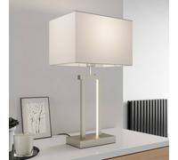 Lámpara de mesa Lindby Sigurd, blanca, tela, altura 54cm, E27 True