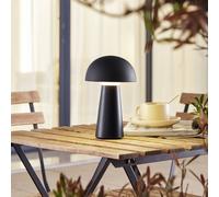 Lámpara de mesa Lindby Zyre LED recargable, negra, IP44, regulador táctil