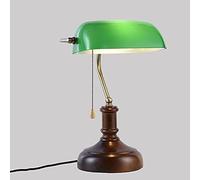 Lámpara De Mesa Madera Clásico Lámpara De Banquero Lámpara De Escritorio Ajustable Giratoria Lámpara De Cabecera Pantalla Vidrio Verde E27 Iluminación De Escritorio Industrial Lámpara De Lectura