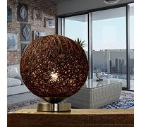 Lámpara de mesa marrón con forma de bola, 25 cm, redonda, decorativa moderna, metal E27, lámpara de noche