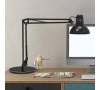 MAUL Lámpara escritorio MAULstudy negra E27 brazo articulado | base pesada estable, doble soporte orientable, cabezal giratorio, luz enfocada al trabajo, bombilla intercambiable