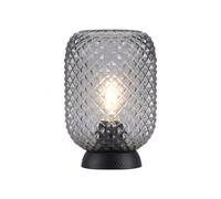 Lámpara de Mesa Pantalla Cristal Pequeño Ø 15cm H: 22,5cm Negro Gris Ahumado E27