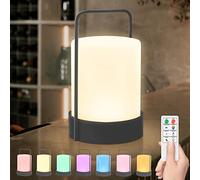 Lámpara de mesa para exterior con batería, de metal, LED, lámpara de mesa para exterior, recargable por USB, regulable, portátil, inalámbrica, con RBG, 8 colores para mesa, bar, terraza, salón