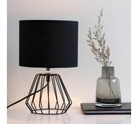 Lámpara de mesa Pauleen Shiny Diamond, negra, de tela, 32 cm, E27