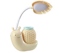 Lámpara de Mesa Pequeña con Forma de Caracol para Sala de Estar, con Portalápices, Ideal para Dormitorio, Estudio, Lectura Y con Protección Ocular. Lámpara de Mesita de Noche con Interfaz Usb (Amarill