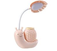 Lámpara de Mesa Pequeña con Forma de Caracol para Sala de Estar, con Portalápices, Ideal para Dormitorio, Estudio, Lectura Y con Protección Ocular. Lámpara de Mesita de Noche con Interfaz Usb (Amarill