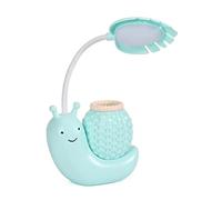 Lámpara de Mesa Pequeña con Forma de Caracol para Sala de Estar, con Portalápices, Ideal para Dormitorio, Estudio, Lectura Y con Protección Ocular. Lámpara de Mesita de Noche con Interfaz Usb (Amarill