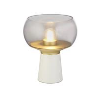 Lámpara De Mesa Pequeña H: 28 Cm Vidrio Metal Blanco Gris Latón E27