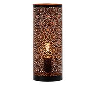 Lámpara de mesa pequeña oriental Naziha de 30 cm, pantalla color negro, lámparas marroquíes de metal, para mesita de noche moderna, vintage, diseño retro y rústico