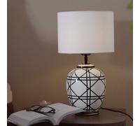 lámpara de mesa PR Home New York, blanca, altura 46 cm, cerámica