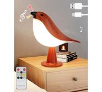 Lámpara de mesa recargable, 2600 mAh, táctil y control remoto, inalámbrica, luz nocturna regulable continua, lámpara de noche de aromaterapia con llamada de pájaros, temporizador, luz de pájaro de 3