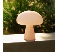 Lámpara de mesa recargable LED Gubi Obello, rosa empolvado, IP44, cristal