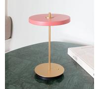 Lámpara de mesa recargable LED UMAGE Asteria Move, color rosado/latón, 31 cm